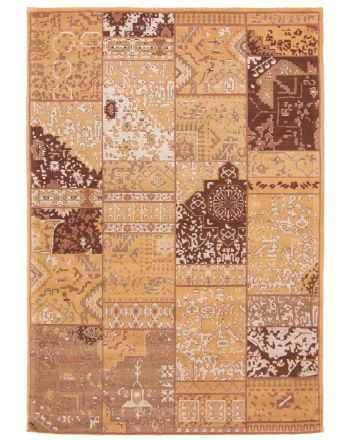 Tappeto a tessitura Kilim Patchwork Sofi Marrone