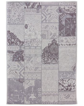 Tappeto a tessitura Kilim Patchwork Sofi Grigio