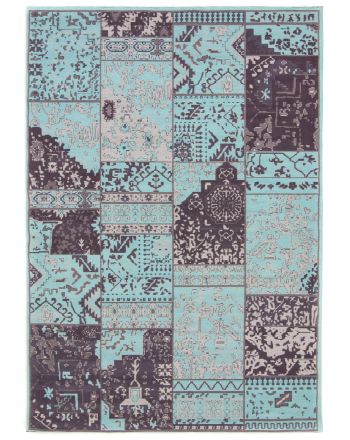 Tappeto a tessitura Kilim Patchwork Sofi Blu