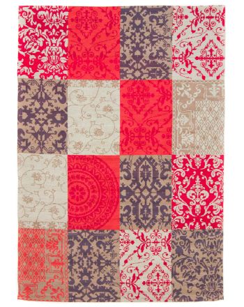 Tappeto a tessitura Kilim Patchwork Lina Rosso