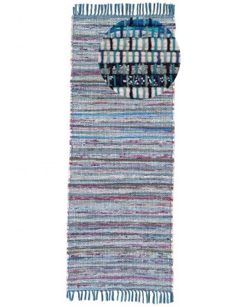 Tappeto a tessitura Kilim Chindi passatoia Blu