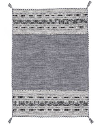 Tappeto a tessitura Kilim Azizi Grigio