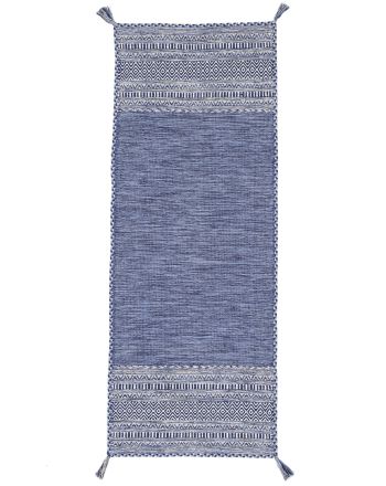 Tappeto a tessitura Kilim Azizi passatoia Blu