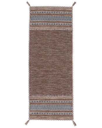 Tappeto a tessitura Kilim Azizi passatoia Marrone