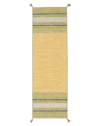 Tappeto a tessitura Kilim Azizi passatoia Giallo