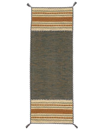 Tappeto a tessitura Kilim Azizi passatoia Verde