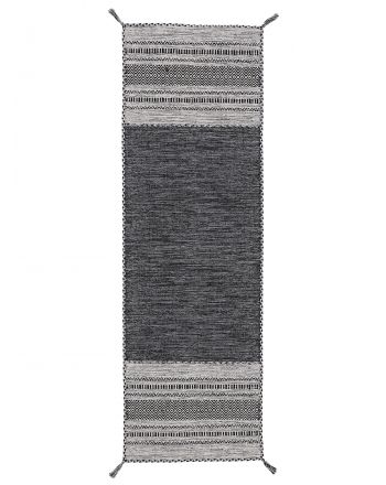 Tappeto a tessitura Kilim Azizi passatoia Nero