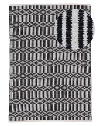 Tappeto a tessitura Kilim Oregan Schwarz