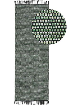 Tappeto a tessitura Kilim Nadi passatoia Verde