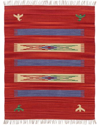 Tappeto a tessitura Kilim Dodi Rosso