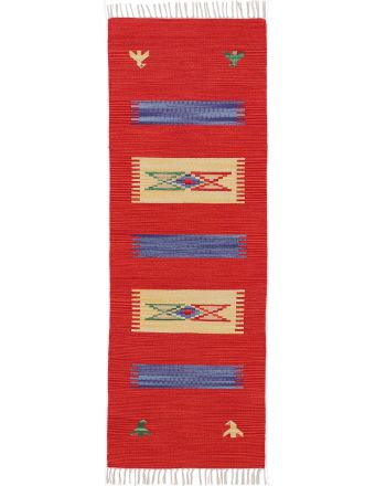 Tappeto a tessitura Kilim Dodi passatoia Rosso