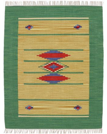 Tappeto a tessitura Kilim Nilay Verde