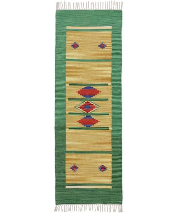 Tappeto a tessitura Kilim Nilay passatoia Verde