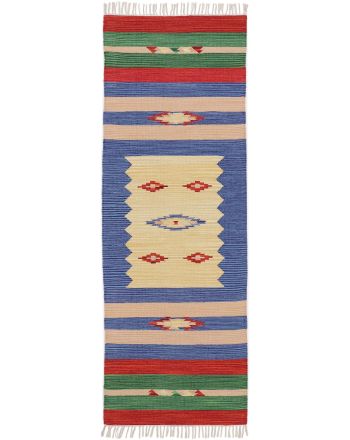 Tappeto a tessitura Kilim Mira passatoia Blu