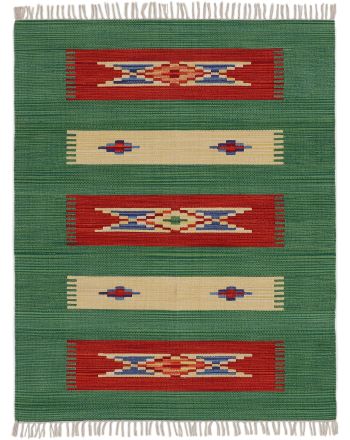 Tappeto a tessitura Kilim Tara Verde