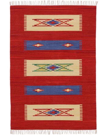 Tappeto a tessitura Kilim Tara Rosso