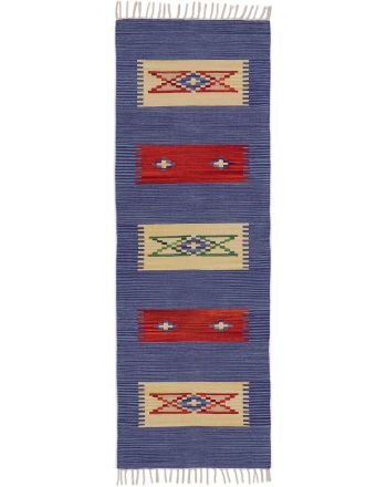 Tappeto a tessitura Kilim Tara passatoia Blu