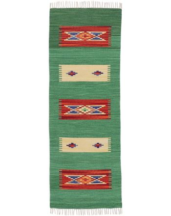 Tappeto a tessitura Kilim Tara passatoia Verde