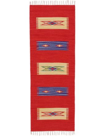 Tappeto a tessitura Kilim Tara passatoia Rosso