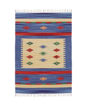 Tappeto a tessitura Kilim Shiva Blu