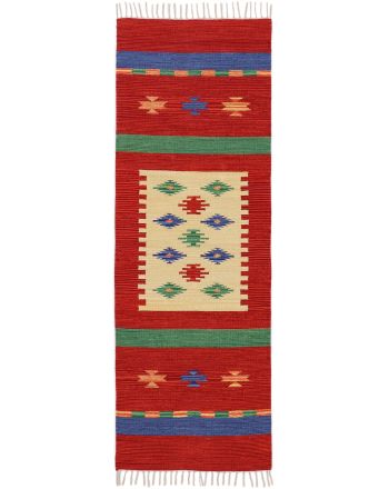 Tappeto a tessitura Kilim Shiva passatoia Rosso