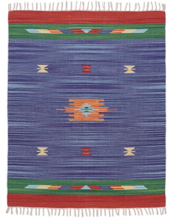 Tappeto a tessitura Kilim Amal Blu