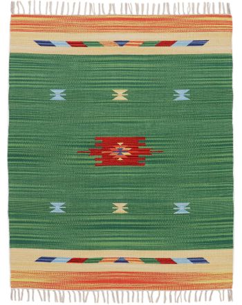 Tappeto a tessitura Kilim Amal Verde