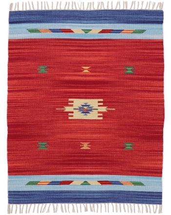 Tappeto a tessitura Kilim Amal Rosso