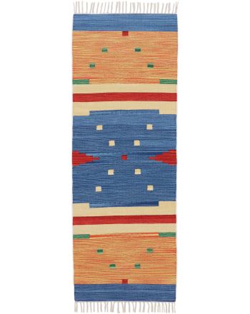 Tappeto a tessitura Kilim Amar passatoia Blu