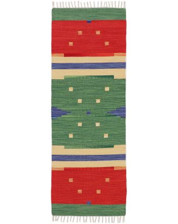 Tappeto a tessitura Kilim Amar passatoia Verde