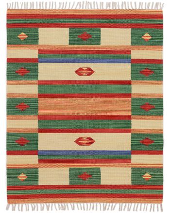 Tappeto a tessitura Kilim Mirza Verde