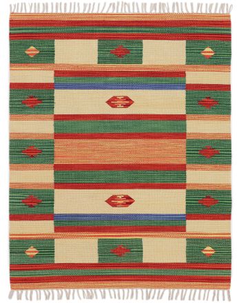 Tappeto a tessitura Kilim Mirza Verde