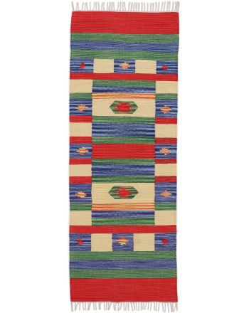 Tappeto a tessitura Kilim Mirza passatoia Blu