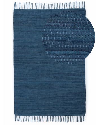 Tappeto a tessitura Kilim Chindi Uni Blau