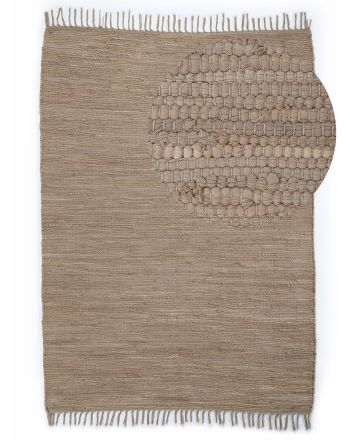 Tappeto a tessitura Kilim Chindi Uni Taupe