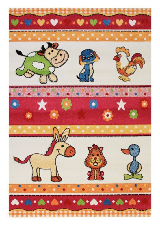 Tappeto bambino Zoo Rosso
