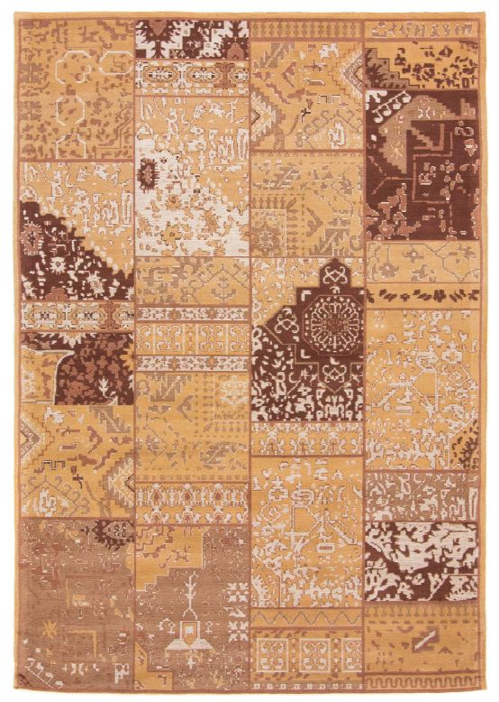 Tappeto a tessitura Kilim Patchwork Sofi Marrone