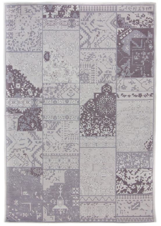 Tappeto a tessitura Kilim Patchwork Sofi Grigio