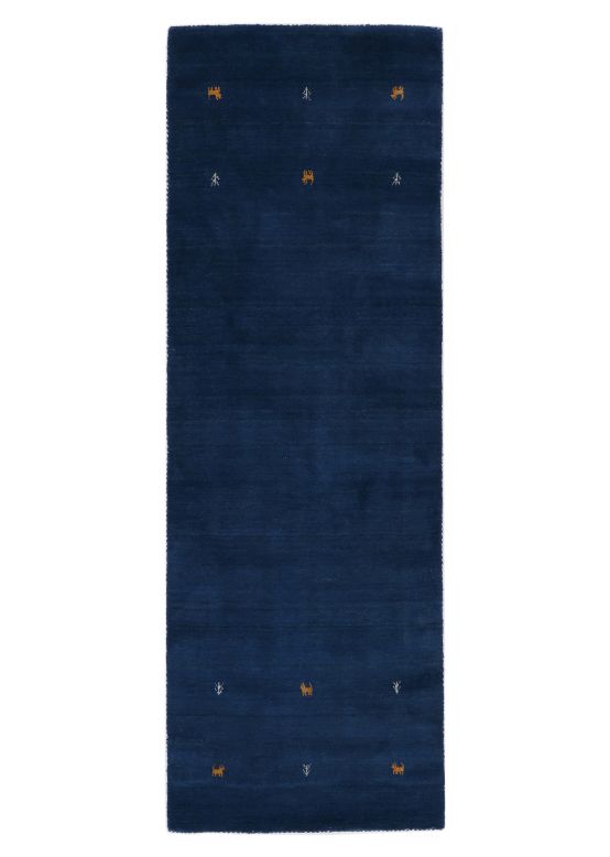 Tappeto di lana Gabbeh Uni passatoia Blu