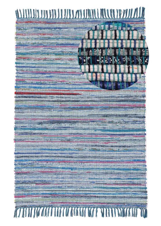 Tappeto a tessitura Kilim Chindi Blu