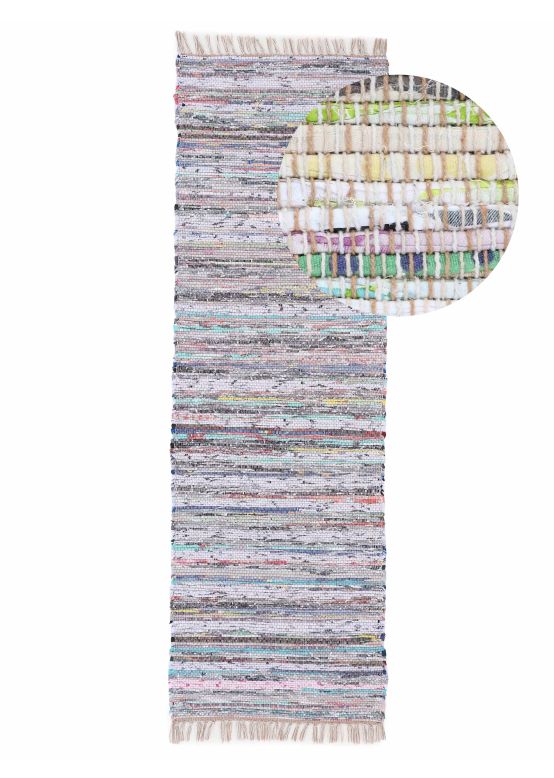 Tappeto a tessitura Kilim Chindi passatoia Beige