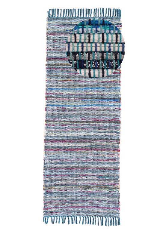 Tappeto a tessitura Kilim Chindi passatoia Blu