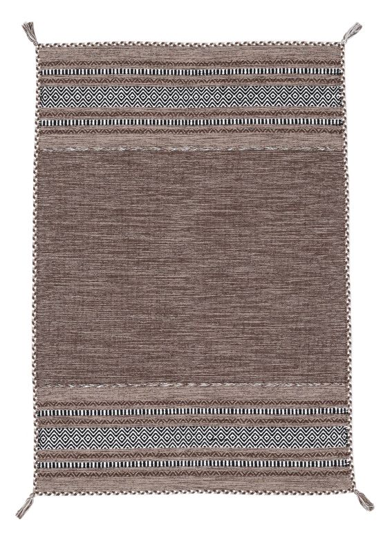 Tappeto a tessitura Kilim Azizi Marrone