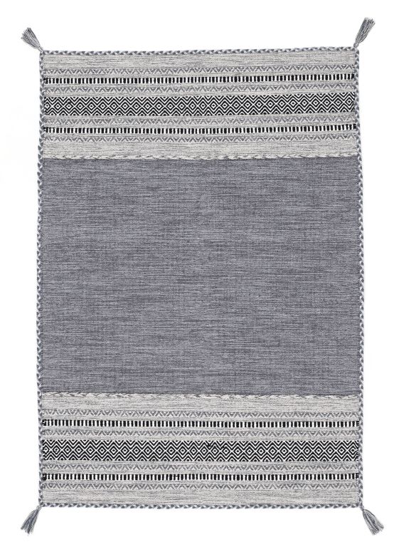 Tappeto a tessitura Kilim Azizi Grigio