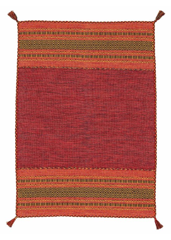 Tappeto a tessitura Kilim Azizi Rosso