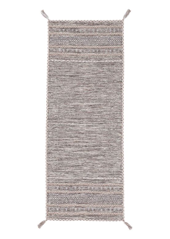 Tappeto a tessitura Kilim Azizi passatoia Beige