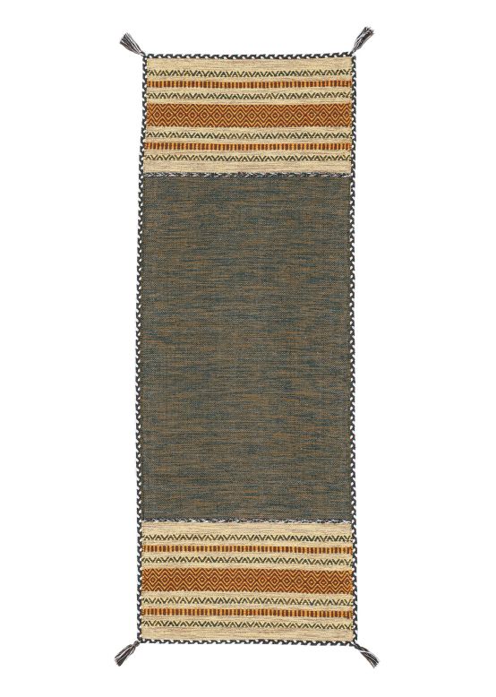 Tappeto a tessitura Kilim Azizi passatoia Verde