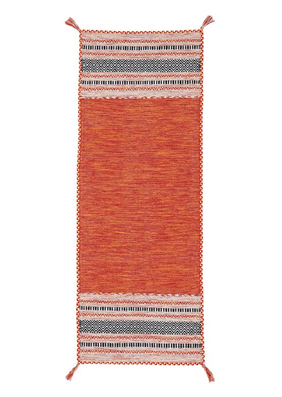 Tappeto a tessitura Kilim Azizi passatoia Arancio