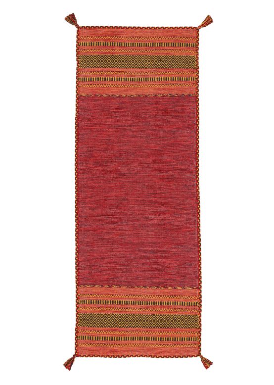 Tappeto a tessitura Kilim Azizi passatoia Rosso