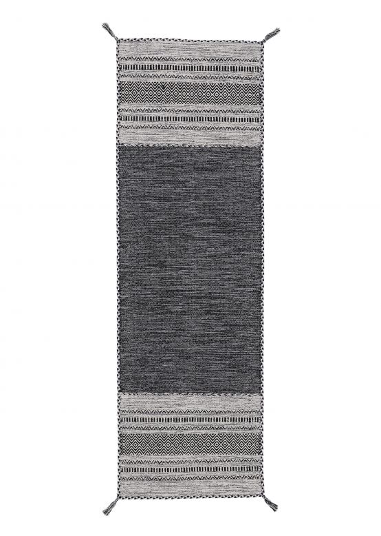 Tappeto a tessitura Kilim Azizi passatoia Nero